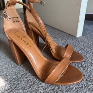 Lulus Tan Suede Block Heels